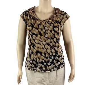 Dana Buchman Abstract Print Cap Top Size L Multicolor